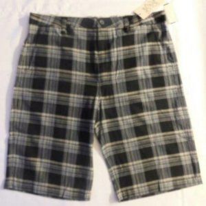 VTG Y2K TOXIC HAZARD Shorts Skater Skateboard Black Plaid NOS